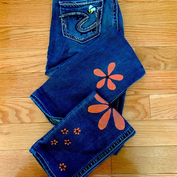 Hand painted Silver Jeans - Picture 2 of 5